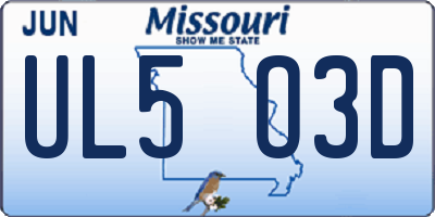 MO license plate UL5O3D