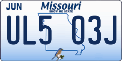MO license plate UL5O3J