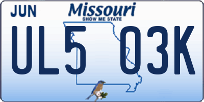 MO license plate UL5O3K
