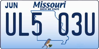 MO license plate UL5O3U