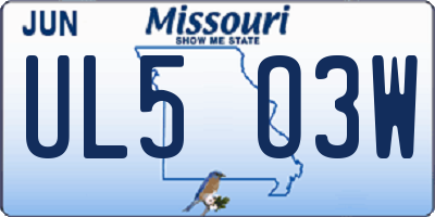 MO license plate UL5O3W