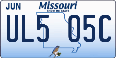 MO license plate UL5O5C