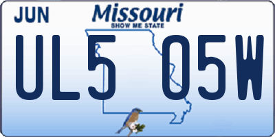 MO license plate UL5O5W