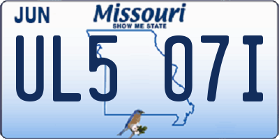 MO license plate UL5O7I