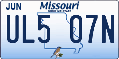 MO license plate UL5O7N