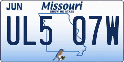 MO license plate UL5O7W