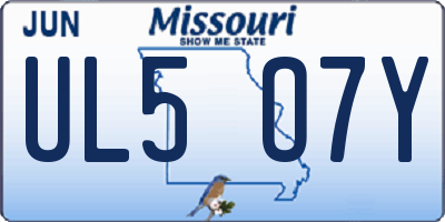 MO license plate UL5O7Y