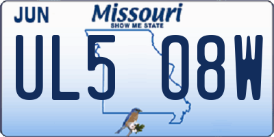 MO license plate UL5O8W