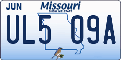 MO license plate UL5O9A