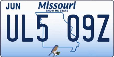 MO license plate UL5O9Z