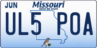 MO license plate UL5P0A
