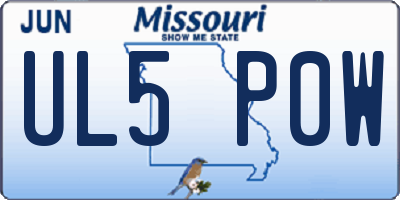 MO license plate UL5P0W