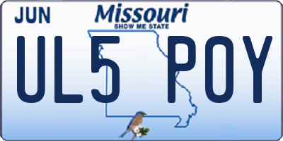 MO license plate UL5P0Y