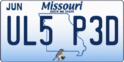 MO license plate UL5P3D
