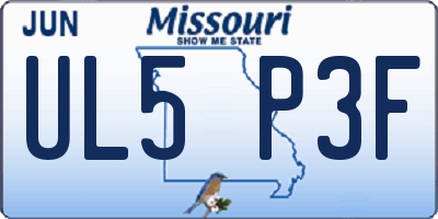 MO license plate UL5P3F