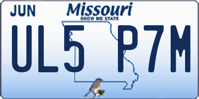 MO license plate UL5P7M