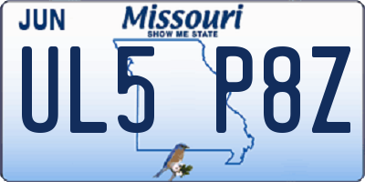 MO license plate UL5P8Z