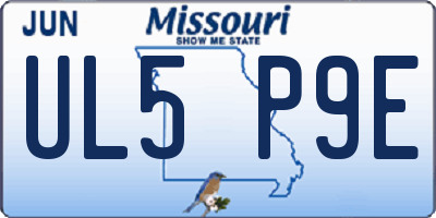 MO license plate UL5P9E