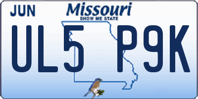 MO license plate UL5P9K