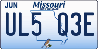 MO license plate UL5Q3E
