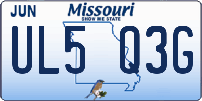 MO license plate UL5Q3G