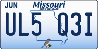 MO license plate UL5Q3I