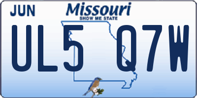 MO license plate UL5Q7W