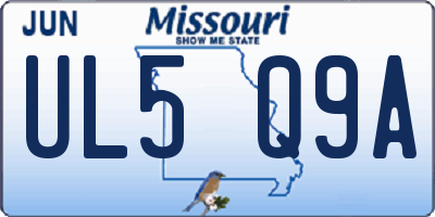 MO license plate UL5Q9A