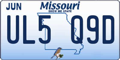 MO license plate UL5Q9D
