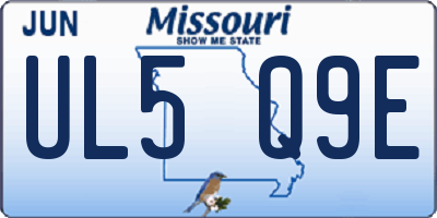 MO license plate UL5Q9E