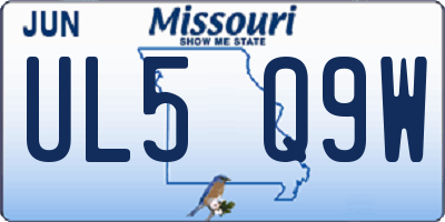 MO license plate UL5Q9W