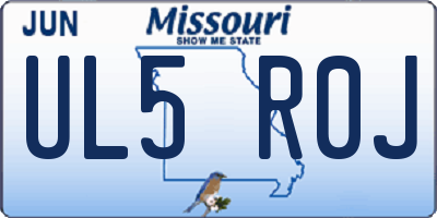 MO license plate UL5R0J