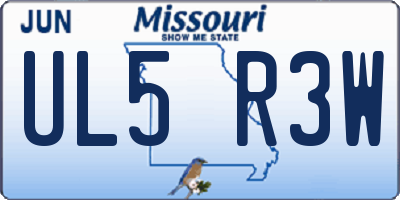 MO license plate UL5R3W