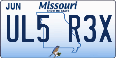 MO license plate UL5R3X