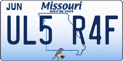 MO license plate UL5R4F