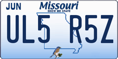 MO license plate UL5R5Z