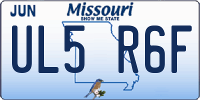 MO license plate UL5R6F