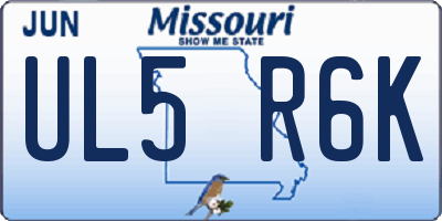 MO license plate UL5R6K