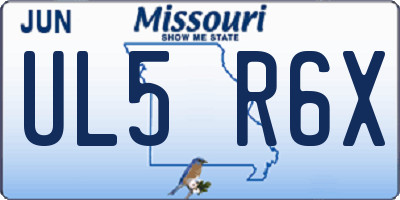 MO license plate UL5R6X