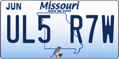 MO license plate UL5R7W