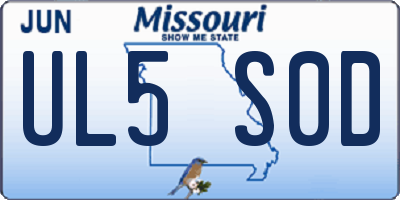MO license plate UL5S0D