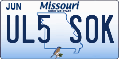 MO license plate UL5S0K