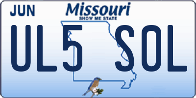 MO license plate UL5S0L