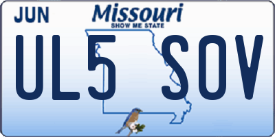 MO license plate UL5S0V
