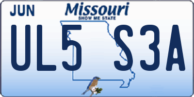 MO license plate UL5S3A