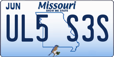 MO license plate UL5S3S