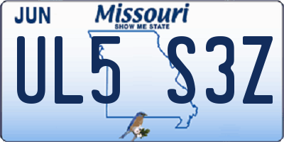 MO license plate UL5S3Z