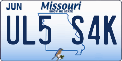MO license plate UL5S4K
