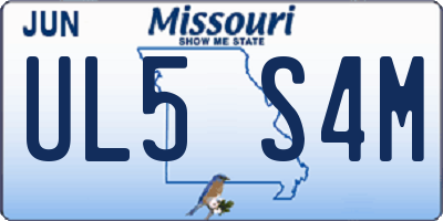 MO license plate UL5S4M
