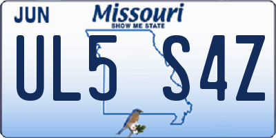 MO license plate UL5S4Z